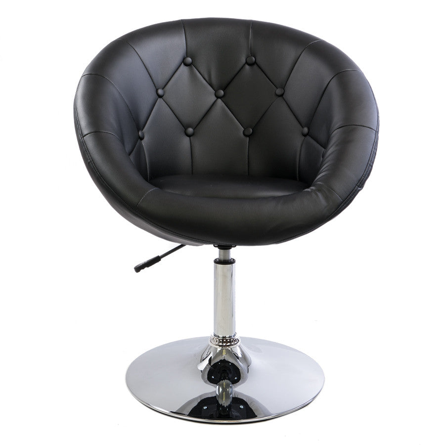 Black Tufted Round Swivel Chair