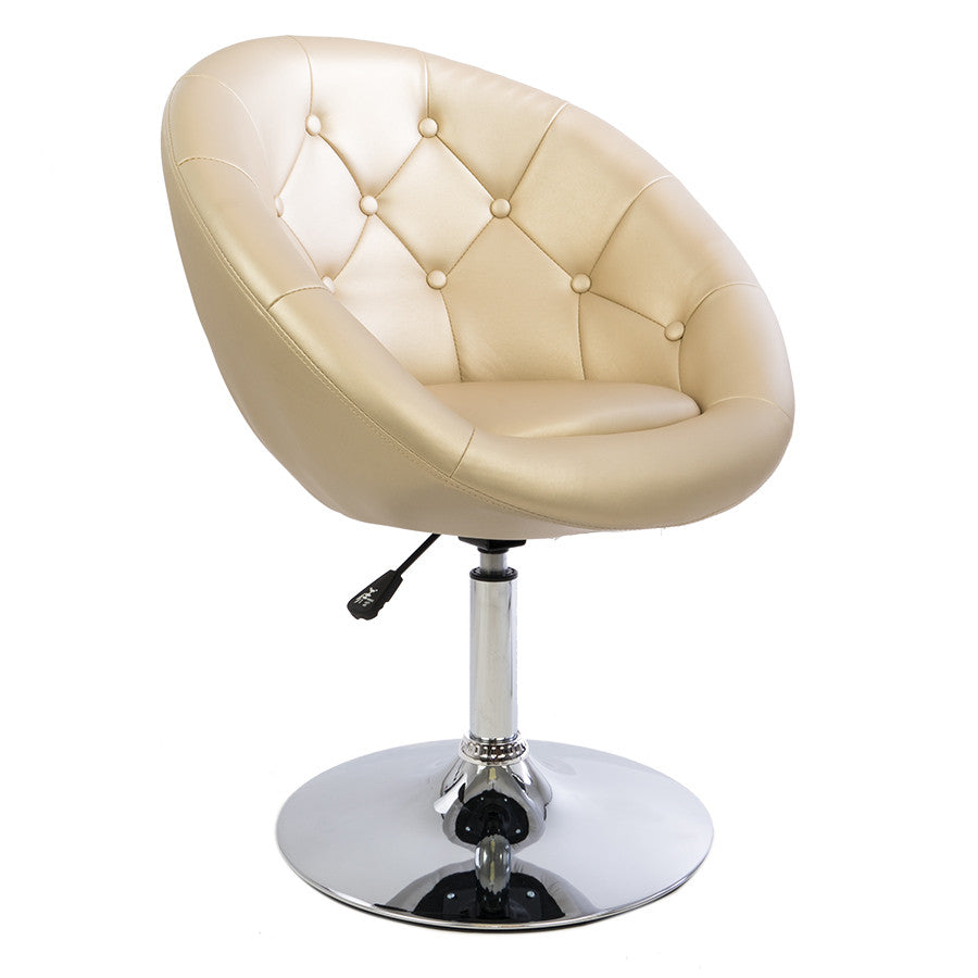 Champagne Gold Tufted Round Swivel Chair