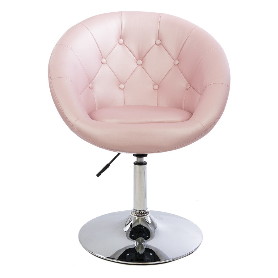 Rose Gold Tufted Round Swivel Chair-Color_Grey Boucle