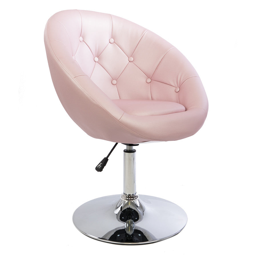 Rose Gold Tufted Round Swivel Chair-Color_White Boucle