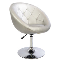 Silver Tufted Round Swivel Chair