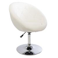 White Tufted Round Swivel Chair