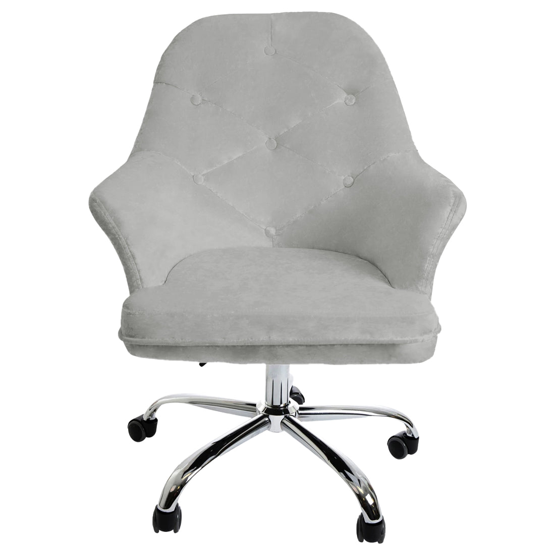 Impressions Michelle Tufted Vanity Chair with 360 Degree Swivel, Button Design Desk Seat with Five Non Marking Caste (Cool Gray)