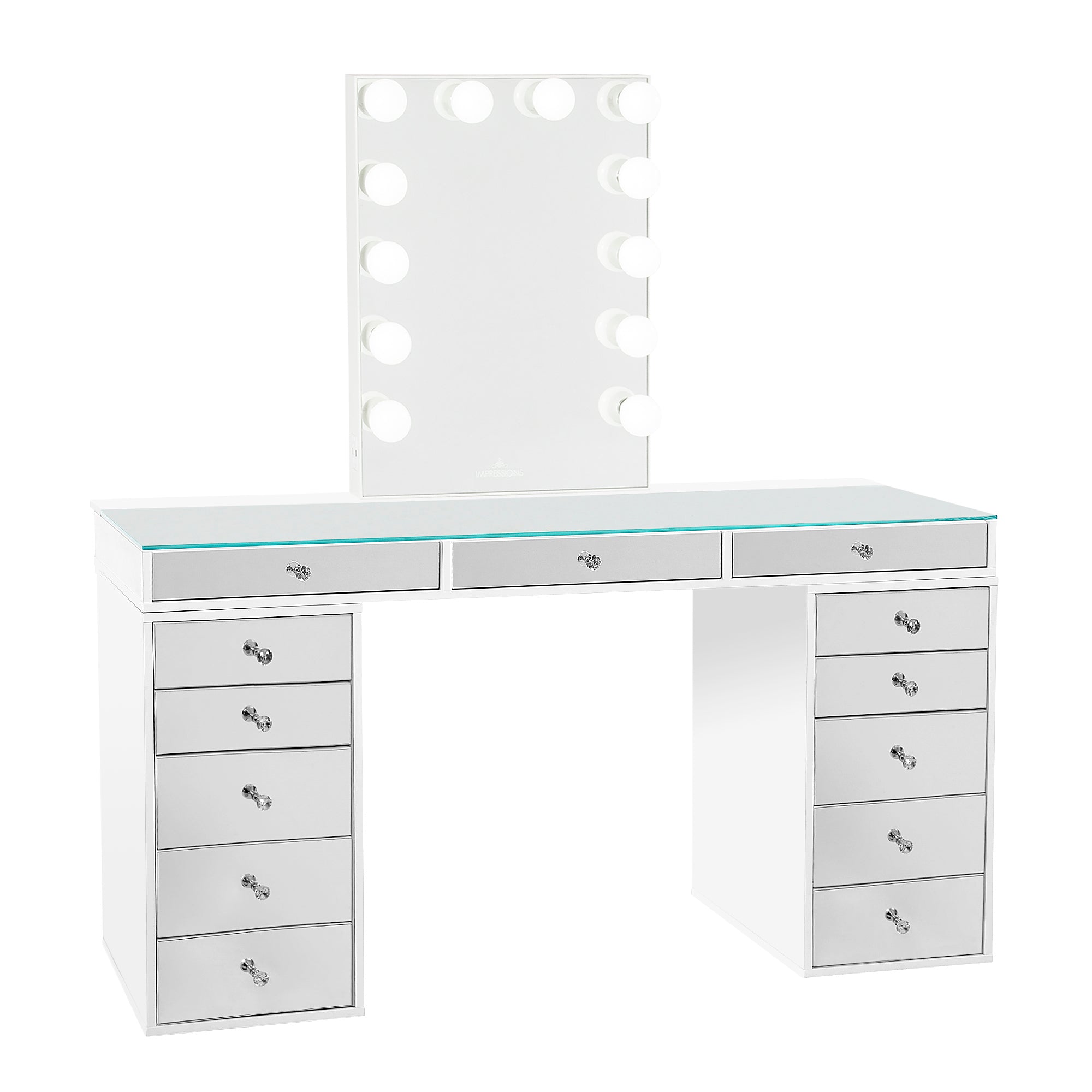 SlayStation® Pro 2.0 Mirrored Tabletop + Vanity Mirror + 5 Drawer Units Bundle