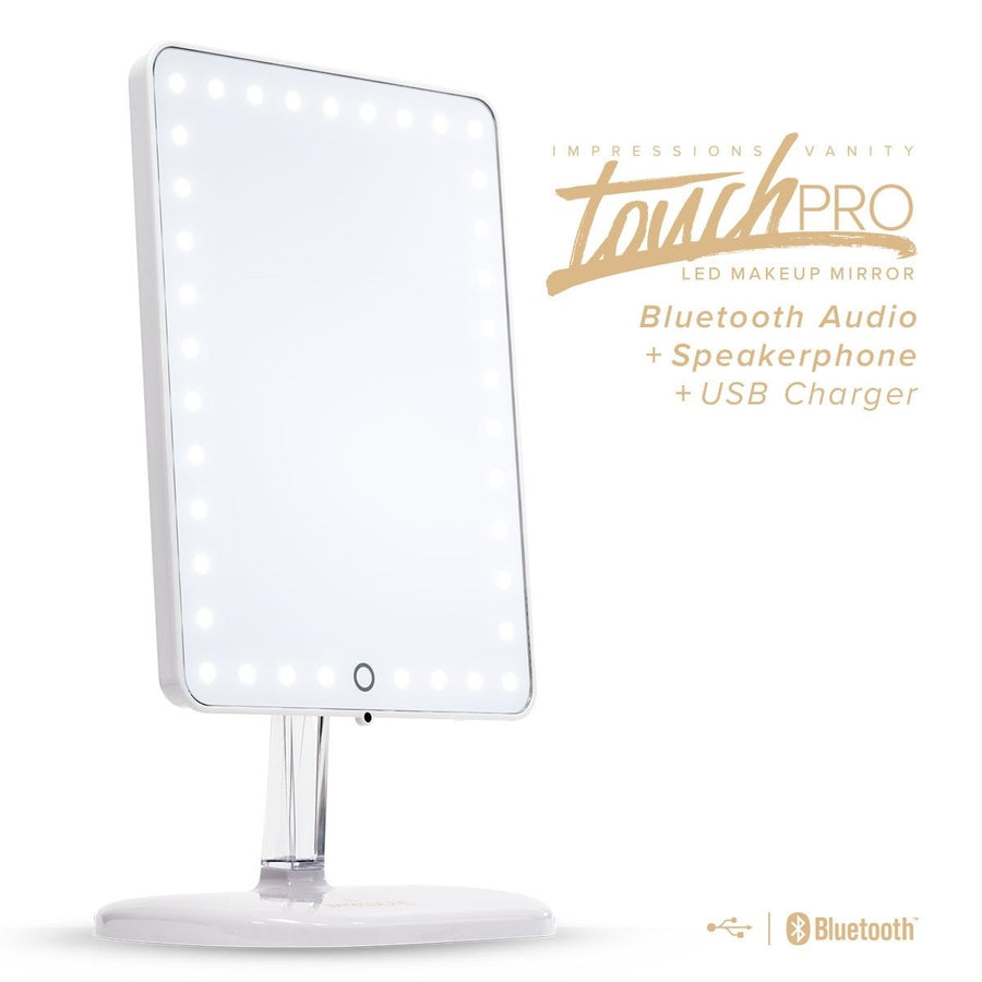 Impressions Vanity Touch Pro LED Makeup Vanity Mirror with Bluetooth Wireless Audio + Speakerphone &amp; USB Powerbank Charger