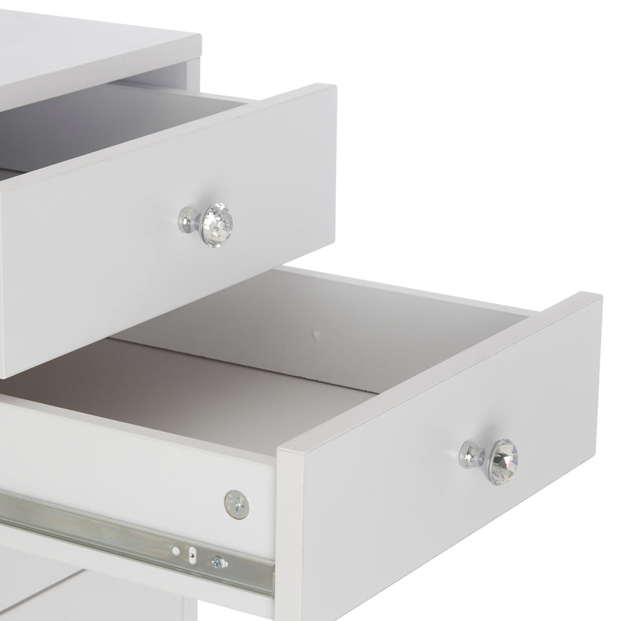 SlayStation 5-Drawers Vanity Storage with Crystal Lux Drawer Knobs, 2 Medium and 3 Large Drawers (Set of 2) Impressions Vanity · Company Color: White