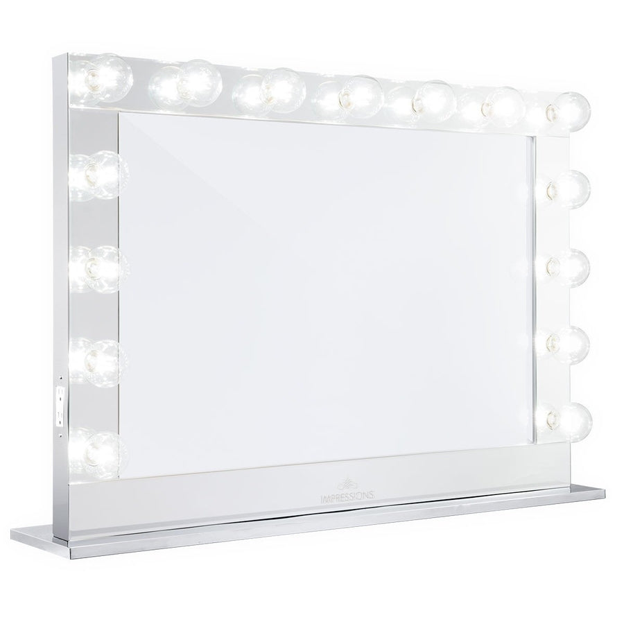 Impressions Vanity Hollywood Reflection PRO Mirrored Vanity Mirror with dimmable clear Edison LED G25 globe bulbs.