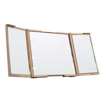Impressions Vanity ReveaLight Trifold LED Compact Mirror in Champagne Gold Lighted