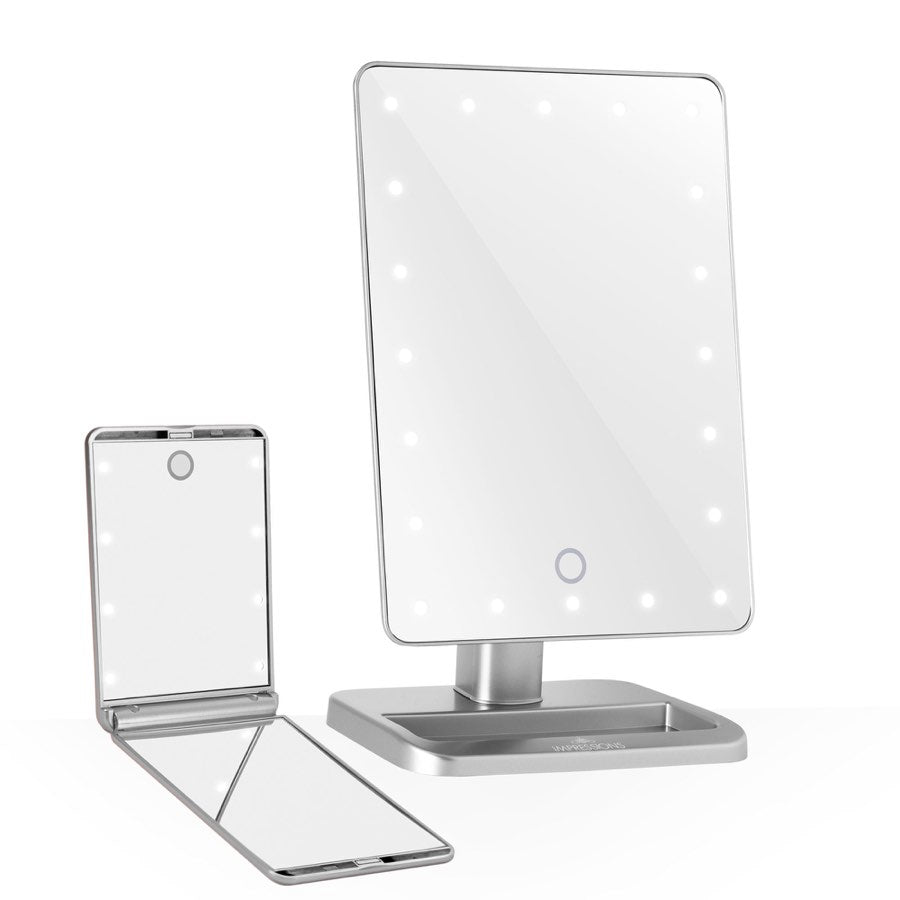 Impressions Vanity Touch: The Set LED Makeup Mirror Bundle in Silver