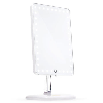 Impressions Vanity Touch Pro LED Makeup Mirror with Bluetooth Wireless Audio + Speakerphone & USB Charger in Glossy White