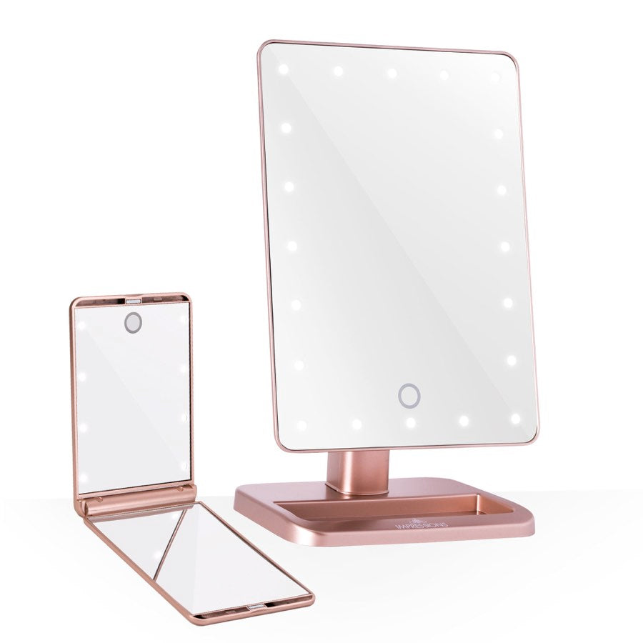 Impressions Vanity Touch: The Set LED Makeup Mirror Bundle in Rose Gold