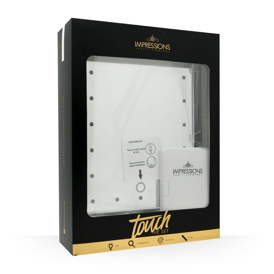 Impressions Vanity Touch: The Set LED Makeup Mirror Bundle in White Box