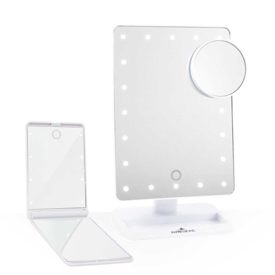 Impressions Vanity Touch: The Set LED Makeup Mirror Bundle in White