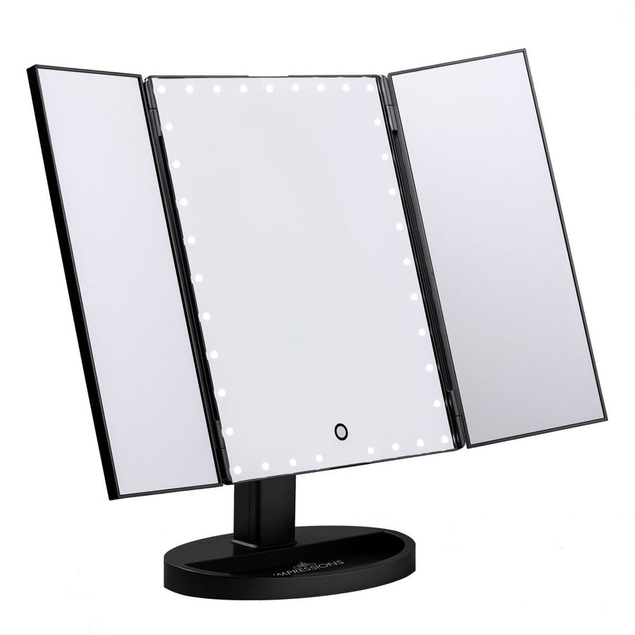 Impressions Vanity Touch Trifold XL Dimmable LED Makeup Mirror in Black