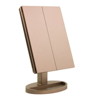Impressions Vanity Touch Trifold XL Dimmable LED Makeup Mirror in Champagne Gold, Folded