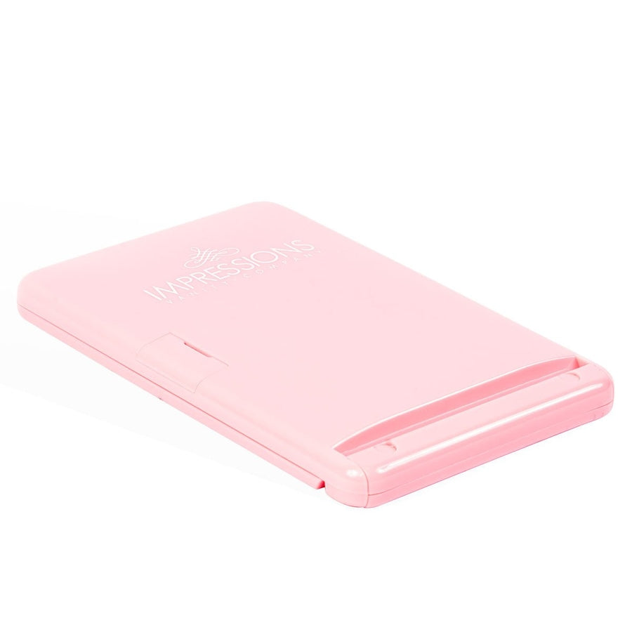 Impressions Vanity TouchUp Dimmable LED Makeup Compact Mirror in Pink Folded