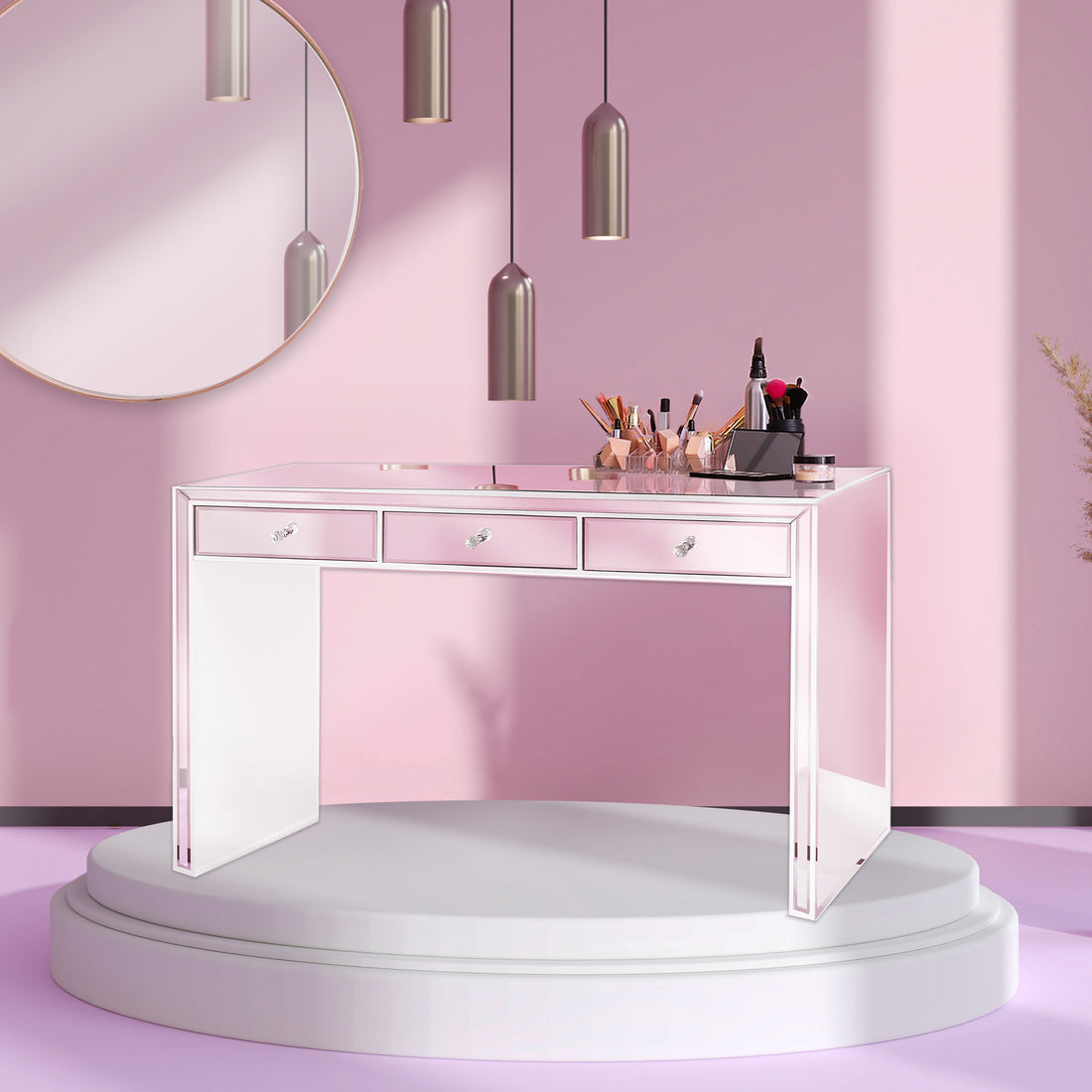 Leah Premium Mirrored Vanity Table
