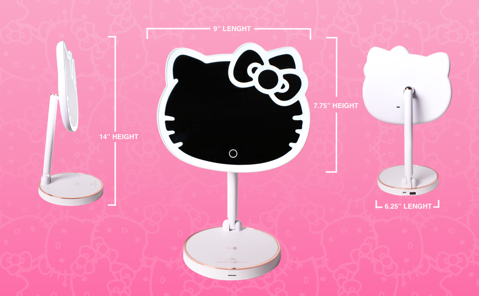 Specchio per il trucco Sanrio Hello Kitty HD con luce USB LED light touch  smart charging