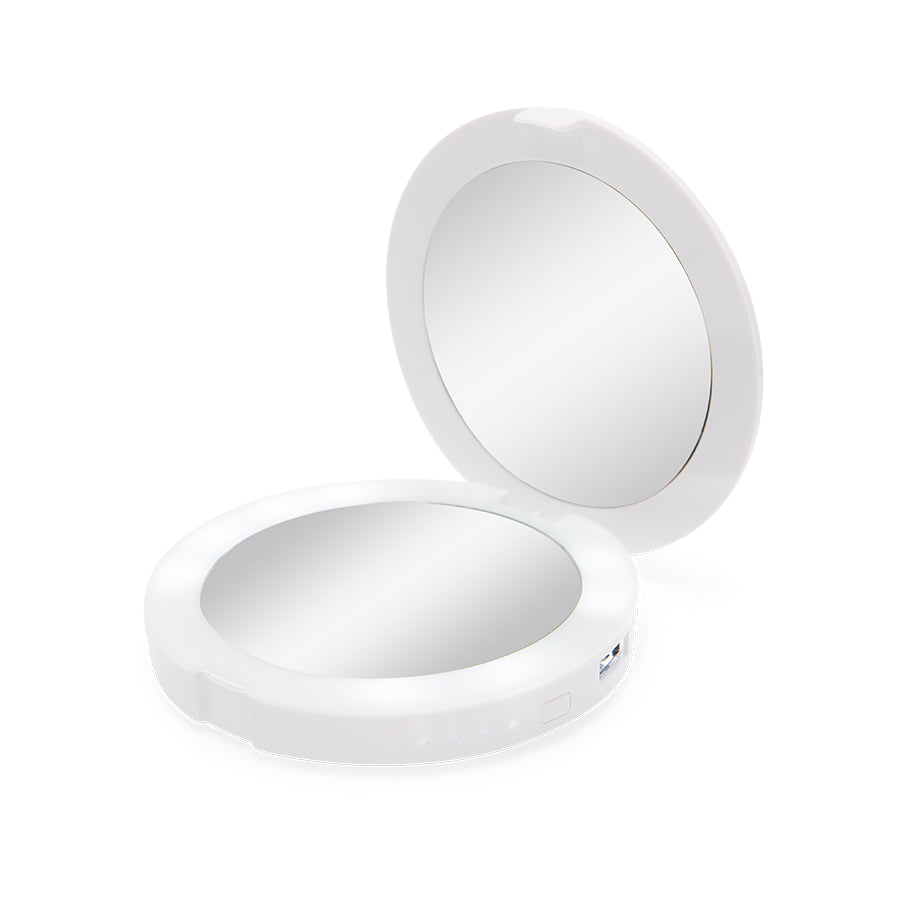 ChargeUp Rechargeable LED Lighted Compact Mirror & USB Powerbank ...