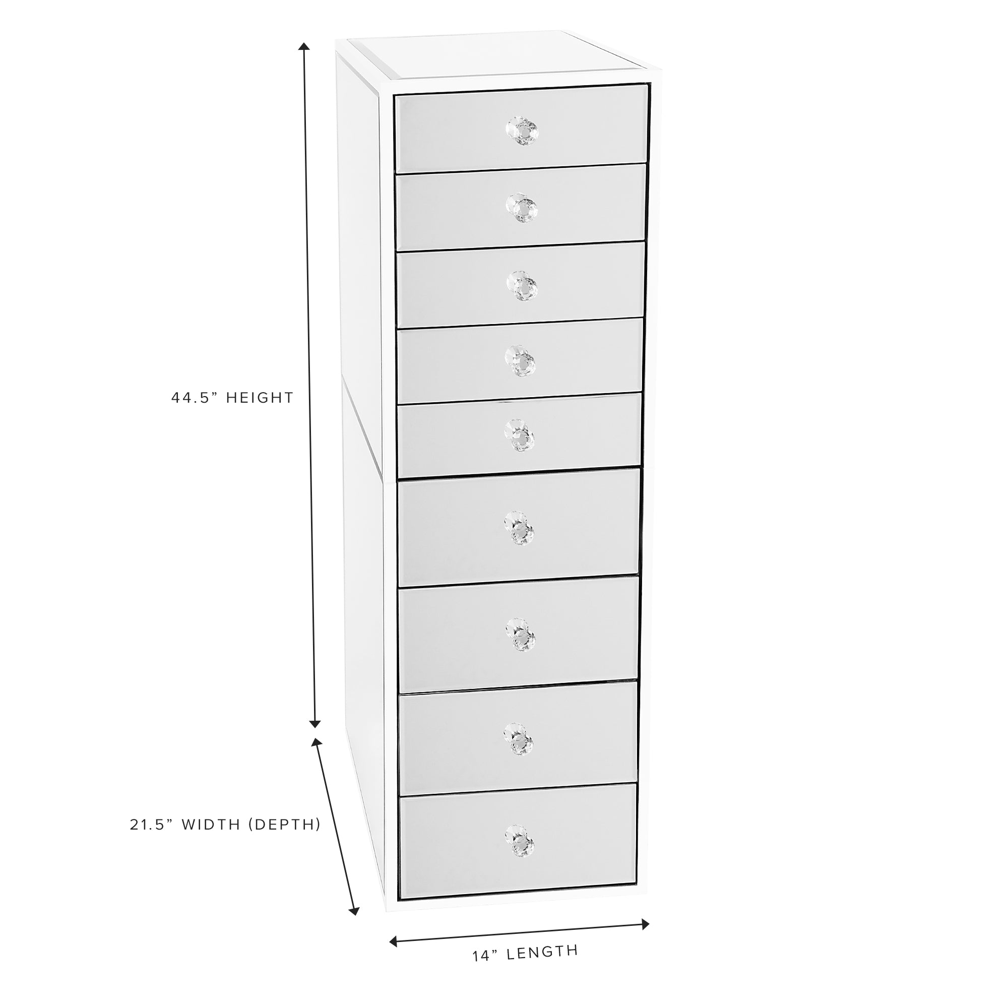 SlayStation® Premium Mirrored 9-Drawers Vanity Storage Unit