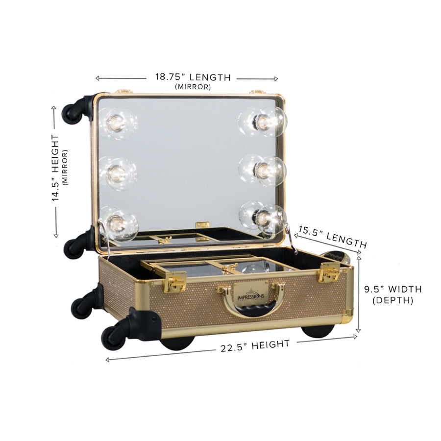 SlayCase® XL Vanity Travel Train Case in Champagne Sparkle