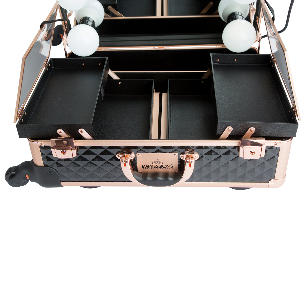 SlayCase® XL Vanity Travel Train Case in Rose Gold Bling