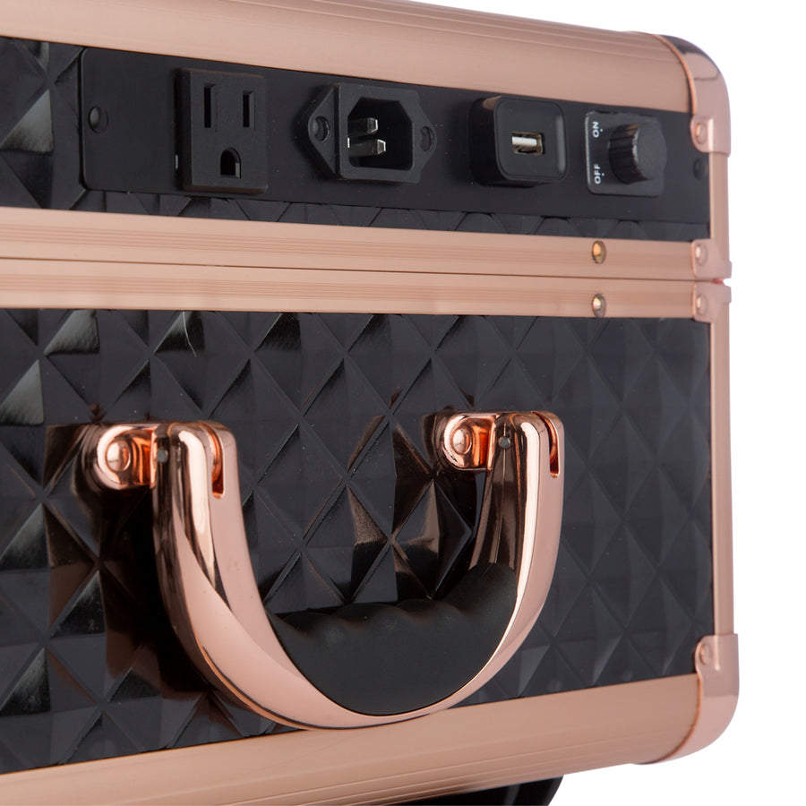 SlayCase® XL Vanity Travel Case in Black & Rose Gold Studded