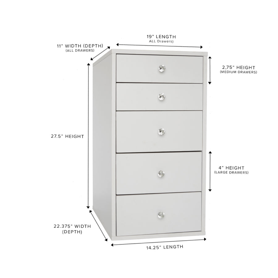 SlayStation® 5-Drawer Mirrored Vanity Storage Unit