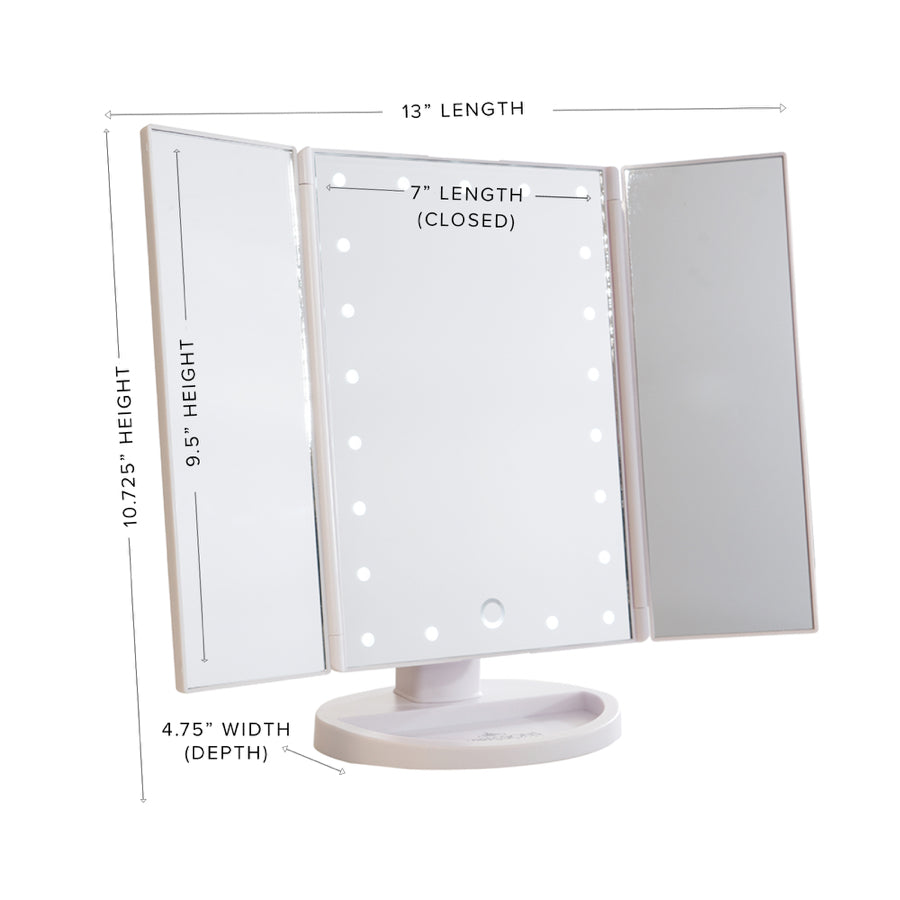 Touch Trifold Dimmable LED Makeup Mirror