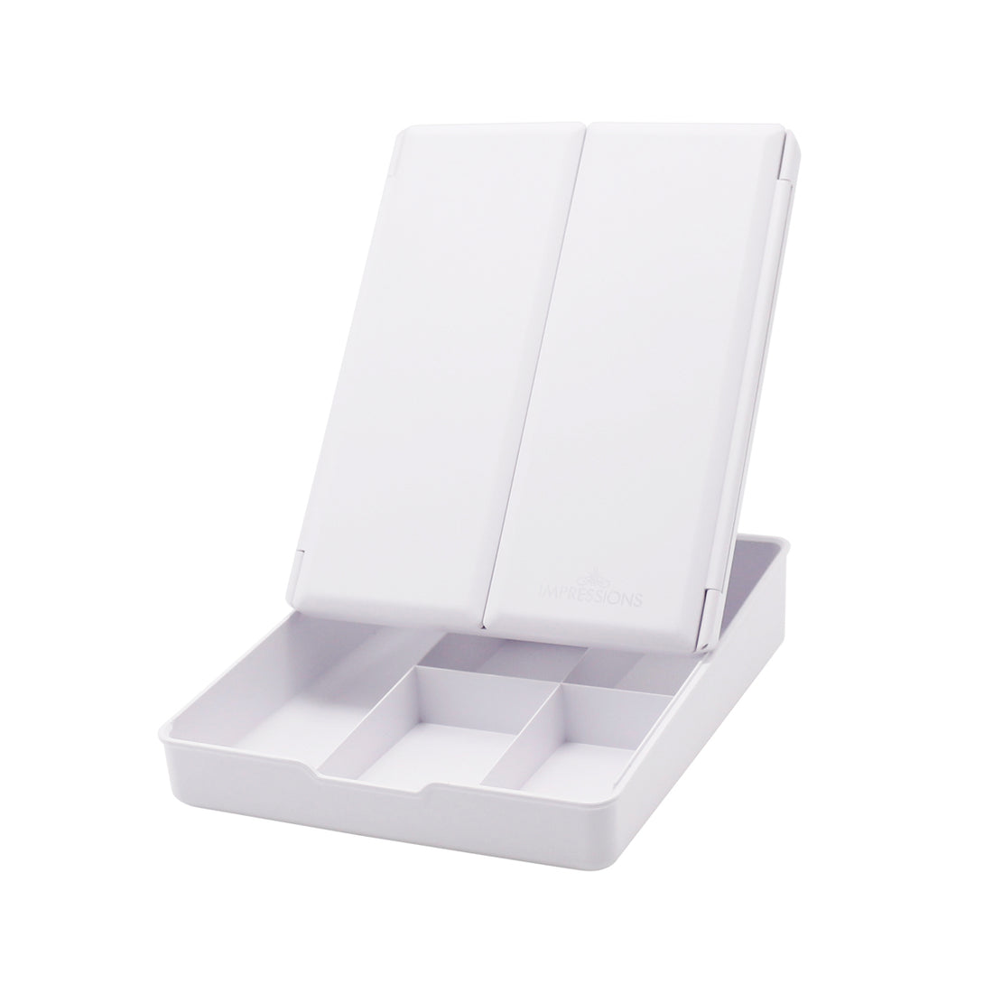 Touch Trifold LED Makeup Mirror with Vanity Organizer