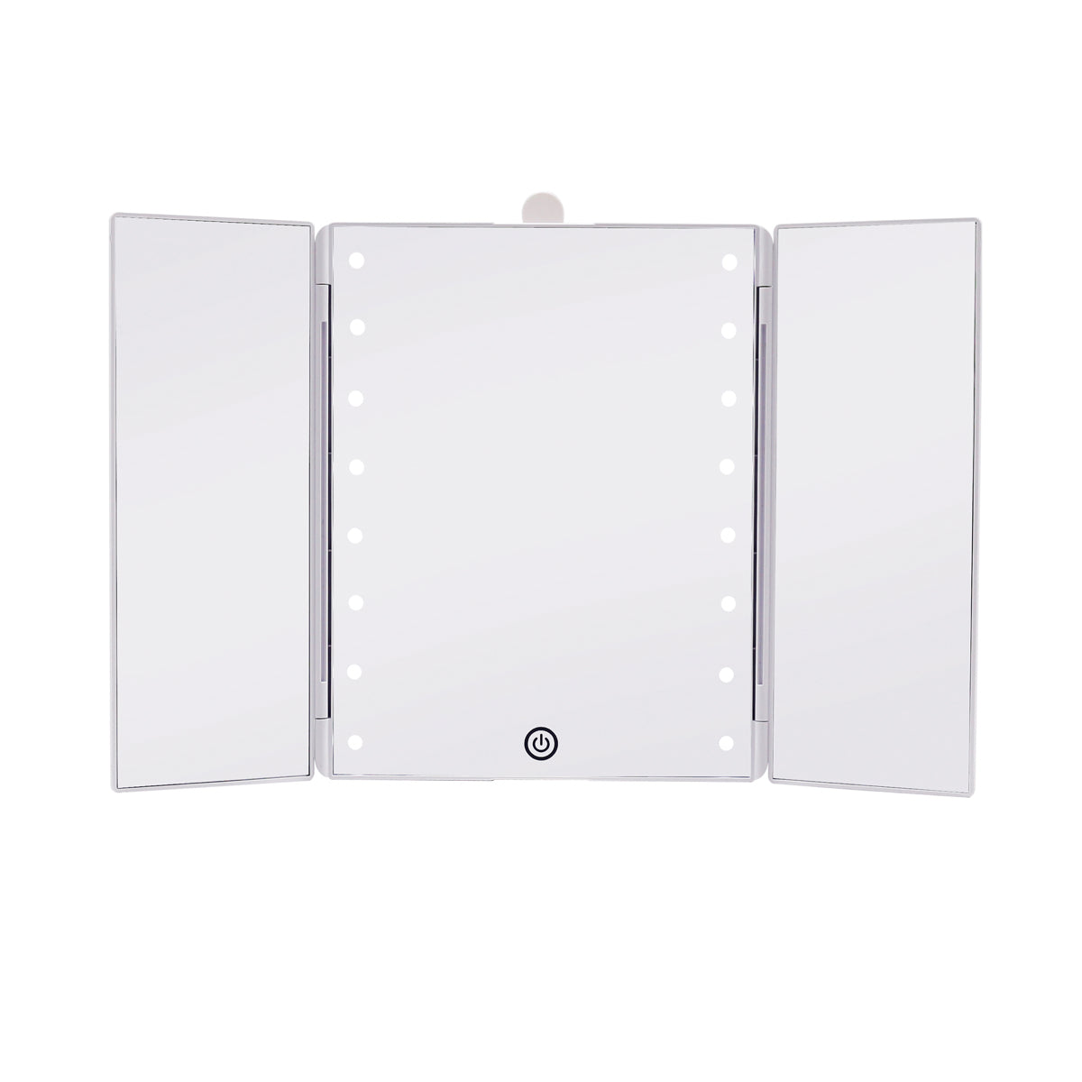 Touch Trifold LED Makeup Mirror with Vanity Organizer